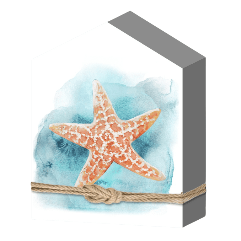 Coastal Starfish Wooden Block Decor