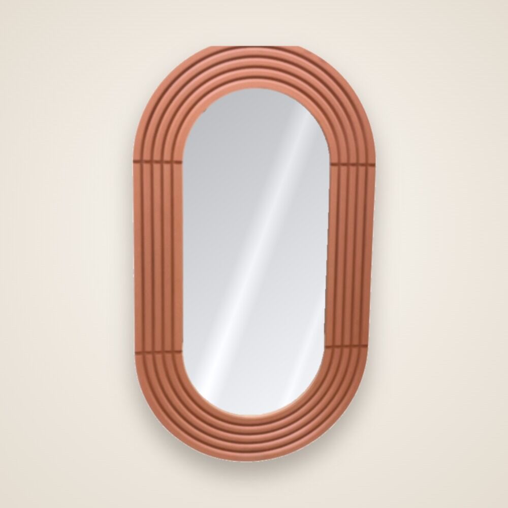 Wooden Oval Mirror 107cm